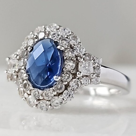 Blue Sapphire Gemstone ring,  size 5, 925 Sterling Silver Charmed Aroma - Picture 1 of 4